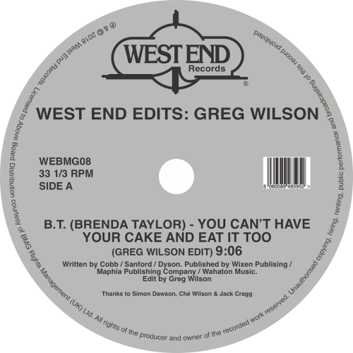 Greg Wilson / West End Edits (Brenda Taylor, Forrrce, Raw Silk, Shirley Lites)