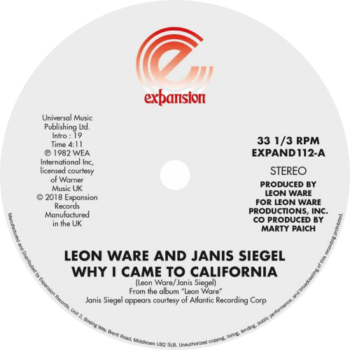 Leon Ware, Janis Siegel / Why I Came To California b/w This Is For
