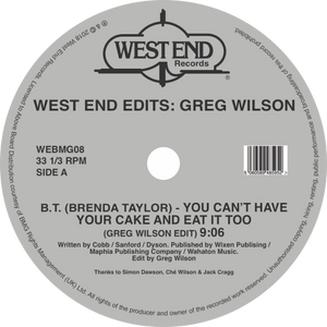 Greg Wilson / West End Edits (Brenda Taylor, Forrrce, Raw Silk, Shirley Lites)