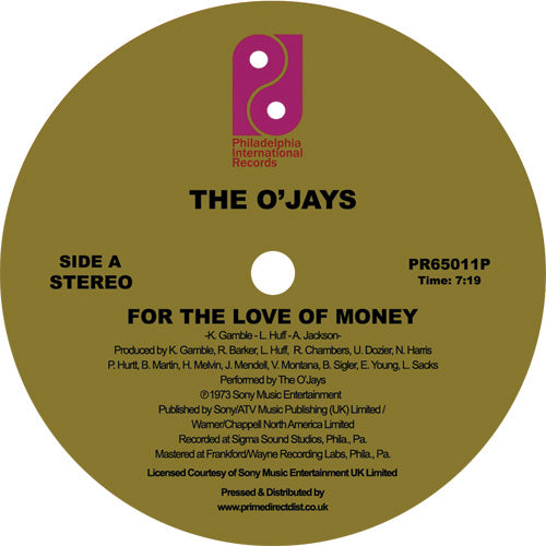 The O'Jays / For The Love Of Money b/w Darlin' Darlin' Baby (Sweet, Tender, Love)